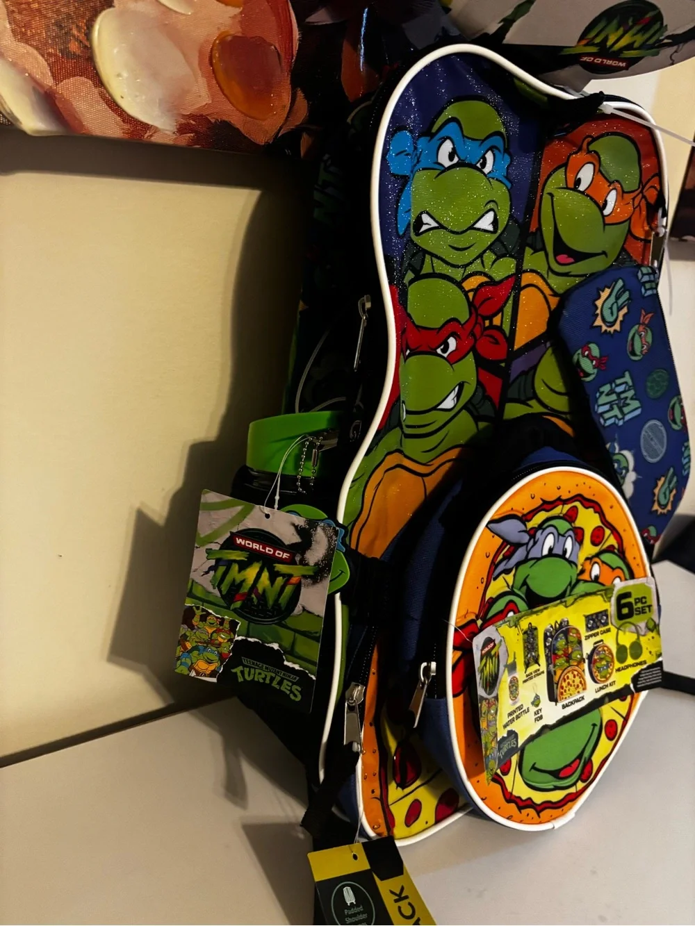 Teenage Mutant Ninja Turtles Kids Backpack Set with Bright Green Headphones